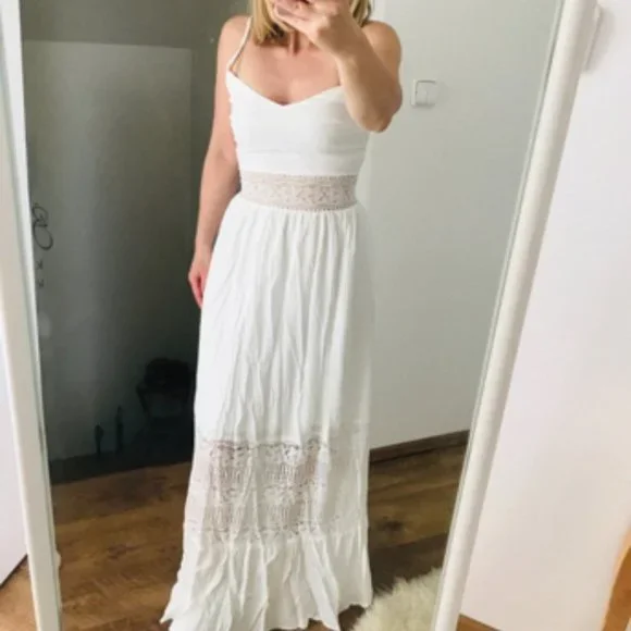 Lace Insert Ruffle Hem Slip Dress - Picture 15 of 15